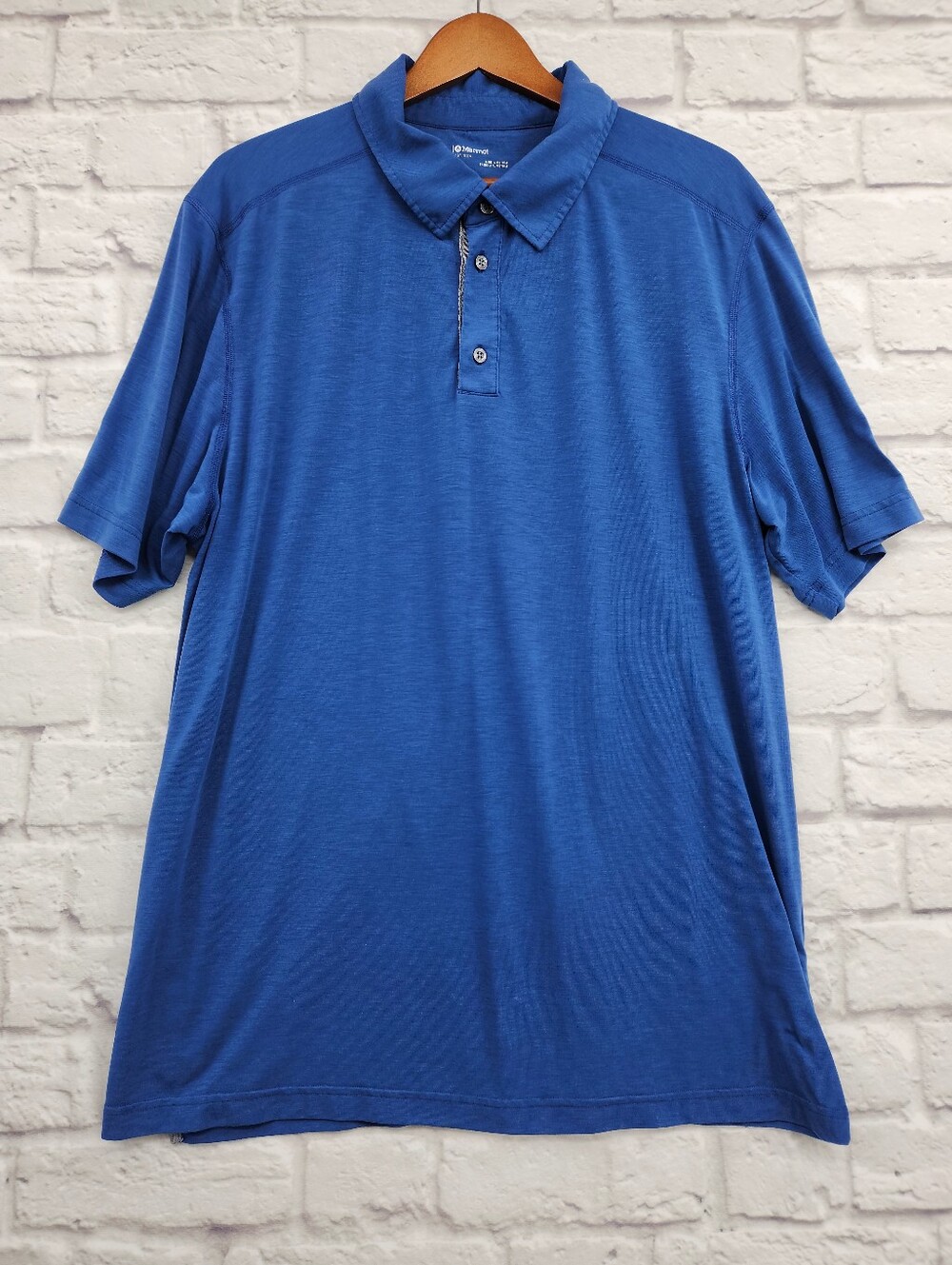 Marmot Performance Polo Shirt XL Blue Short Sleeve Golf Hiking Outdoor Athletic